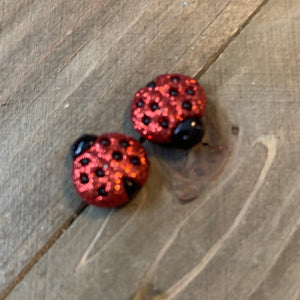 Lady Bug Earrings; sparkly Stud earrings (CECupd)