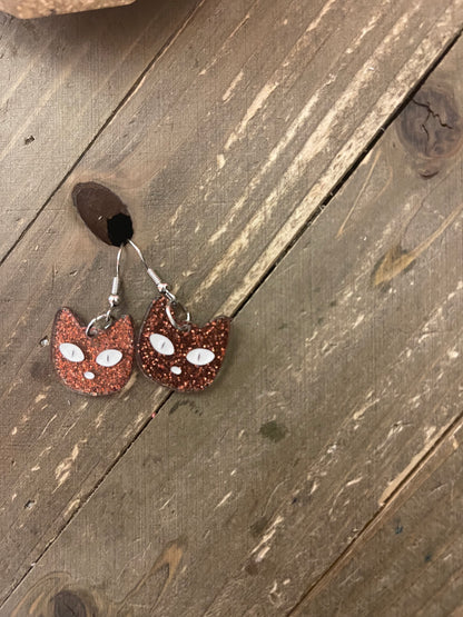 Halloween Orange Cat Face Wire EarringsPink tiful of LOVE