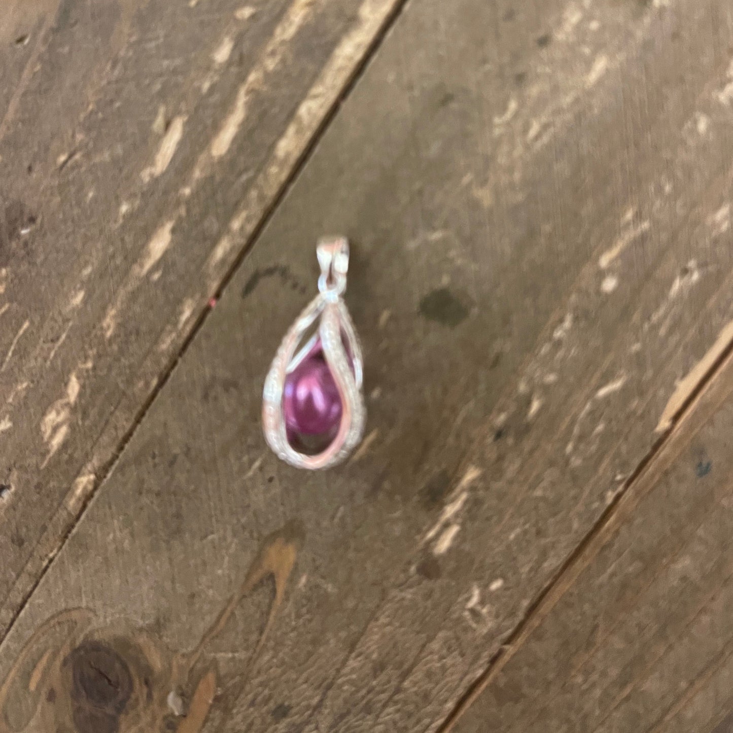 Water Drop Twist Pearl Cag  Pendant on a Silver ChainPink tiful of LOVE