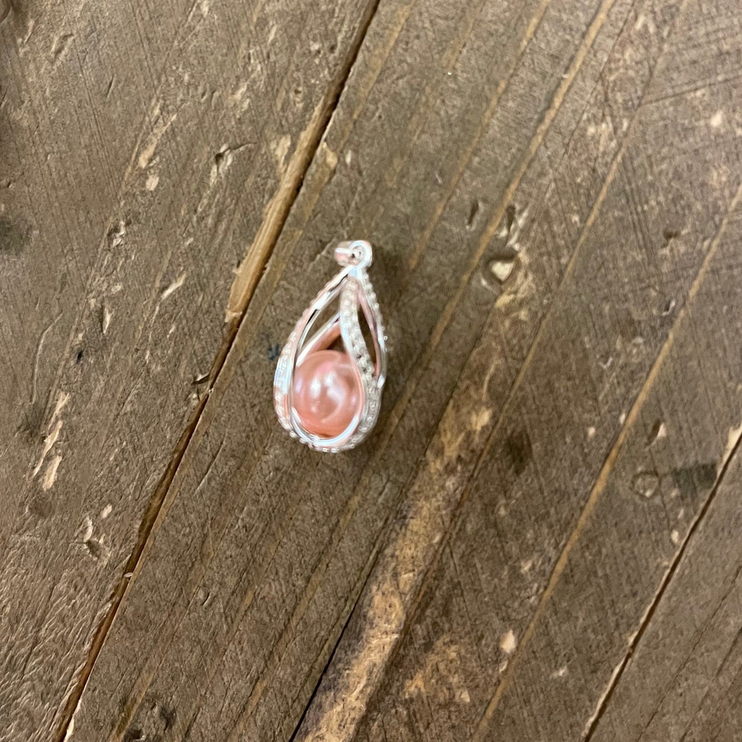 Water Drop Twist Pearl Cag  Pendant on a Silver ChainPink tiful of LOVE