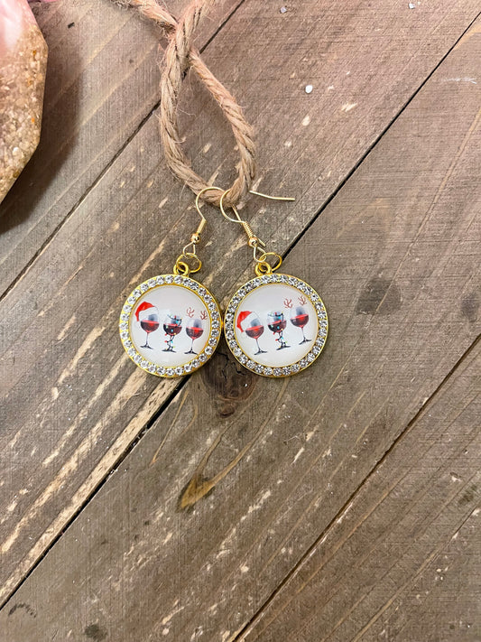 Holiday Wine Cabochon Charm Wire earringsPink tiful of LOVE