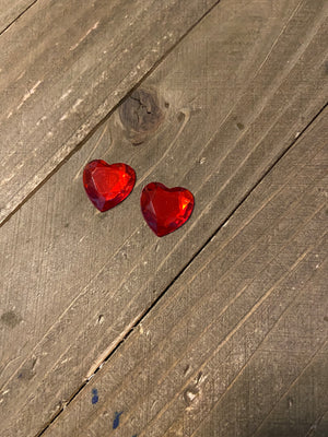 Red Gemstone Heart Post Earrings