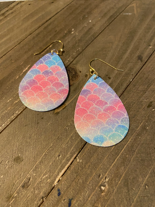Mermaid Scales Glitter Teardrop earrings (CECupdate)Pink tiful of LOVE