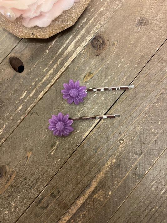 Purple Flower Hair clips (a pair)Pink tiful of LOVE