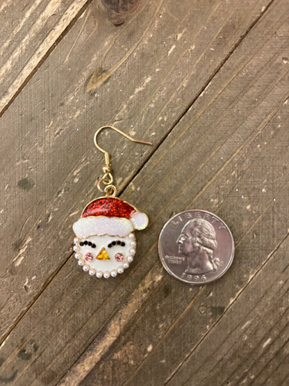 Christmas Snowman head Charm Wire earrings