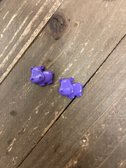 Purple Hippo Stud Earrings