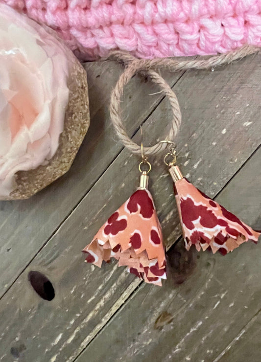 Pink Panther silk tassels Wire earringsPink tiful of LOVE