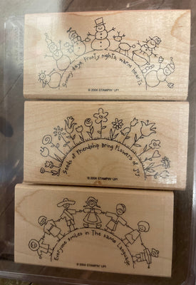 STAMPIN UP!! Set of 3  The World Over Rubber Stamps