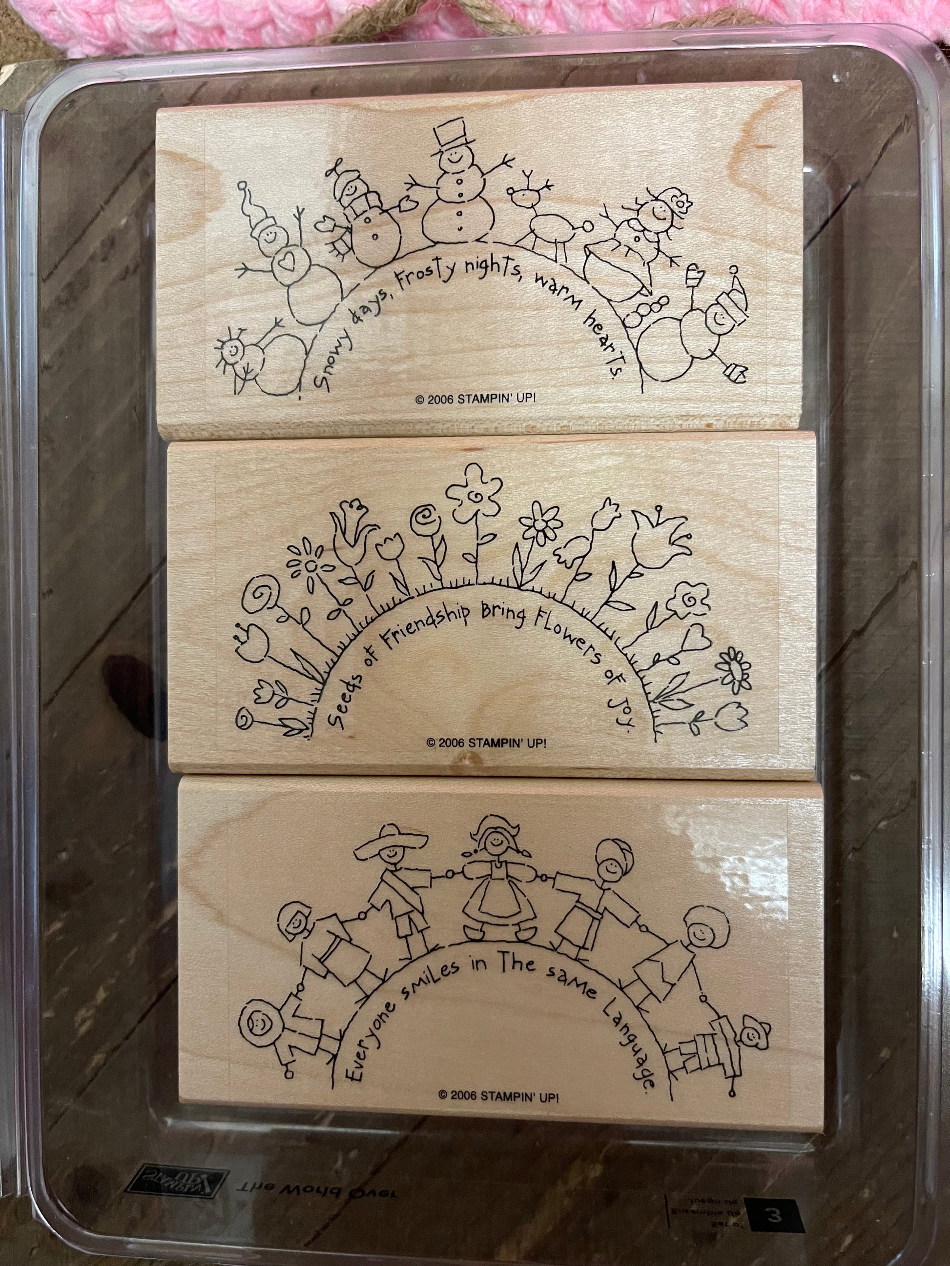 STAMPIN UP!! Set of 3  The World Over Rubber StampsPink tiful of LOVE