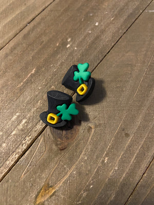 Shamrock Black Hat Post Earrings