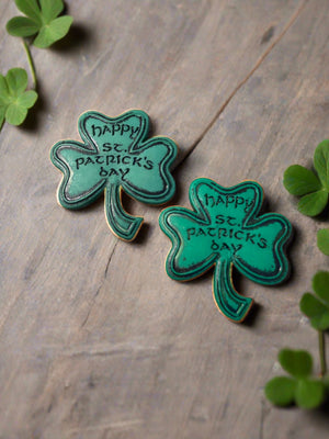 Happy St Patrick's Day Shamrock Post Earrings