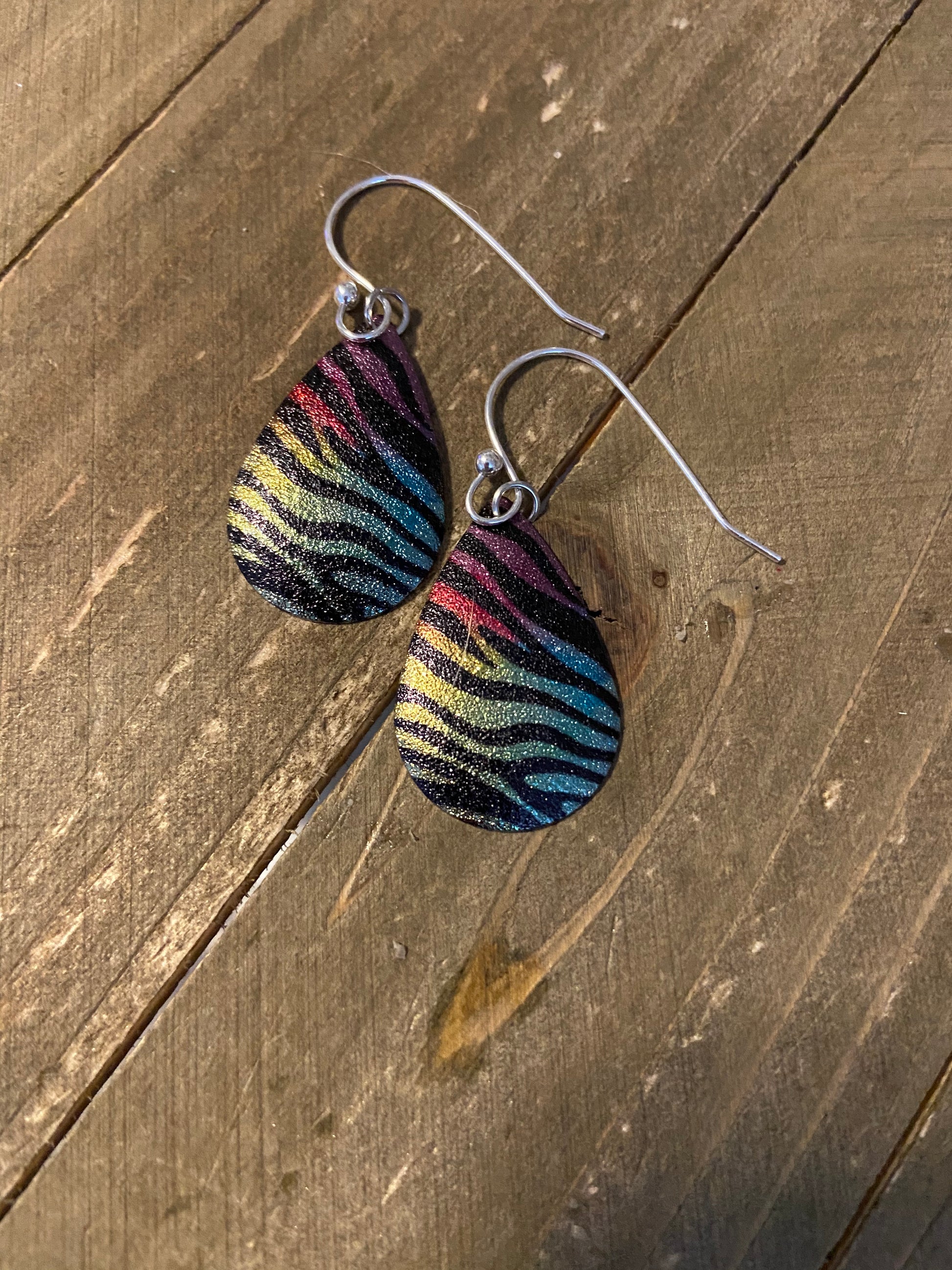 Zebra Print Multi-Color Teardrop wire earringsPink tiful of LOVE