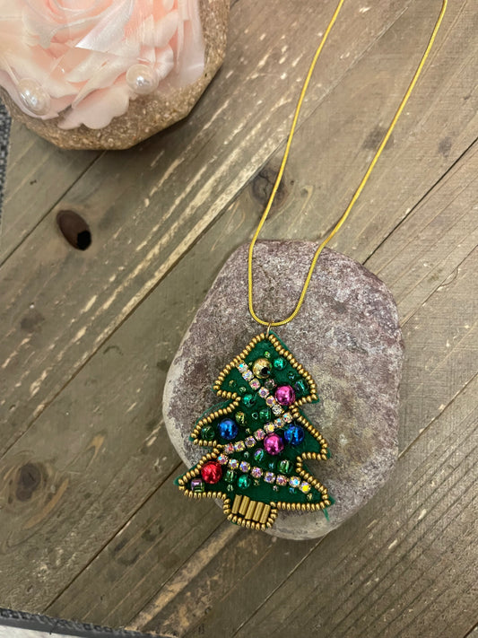 Christmas Tree Pendant on a Gold chain NecklacePink tiful of LOVE