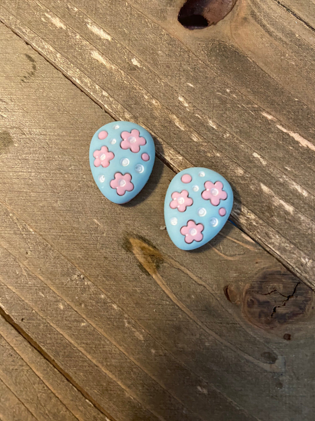 Pink and Teal Easter Egg Post Earrings