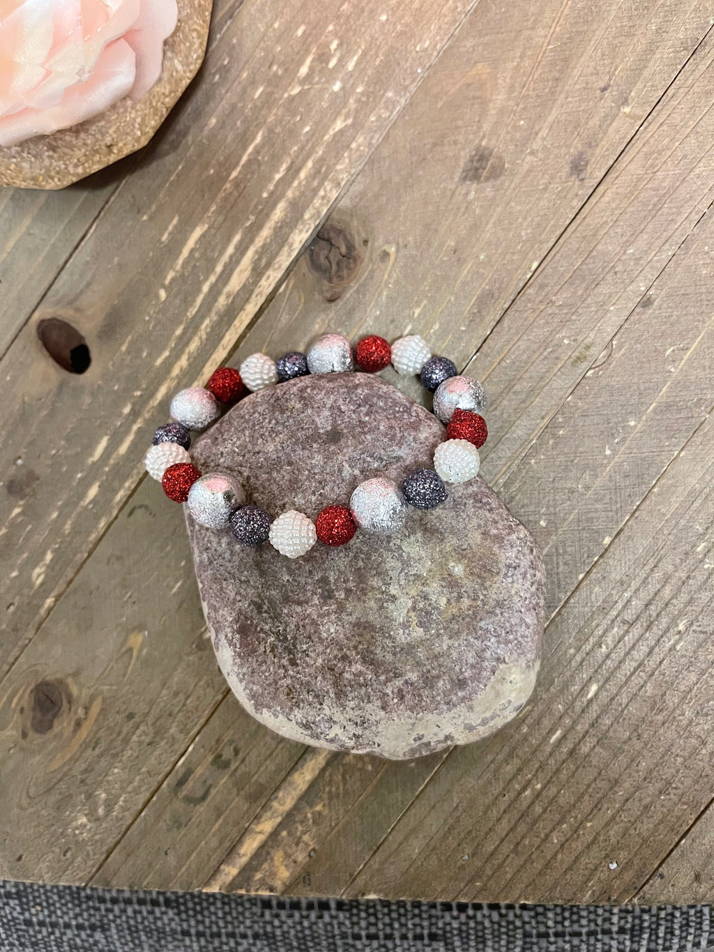 Christmas Beaded Elastic/Stretch Bracelet