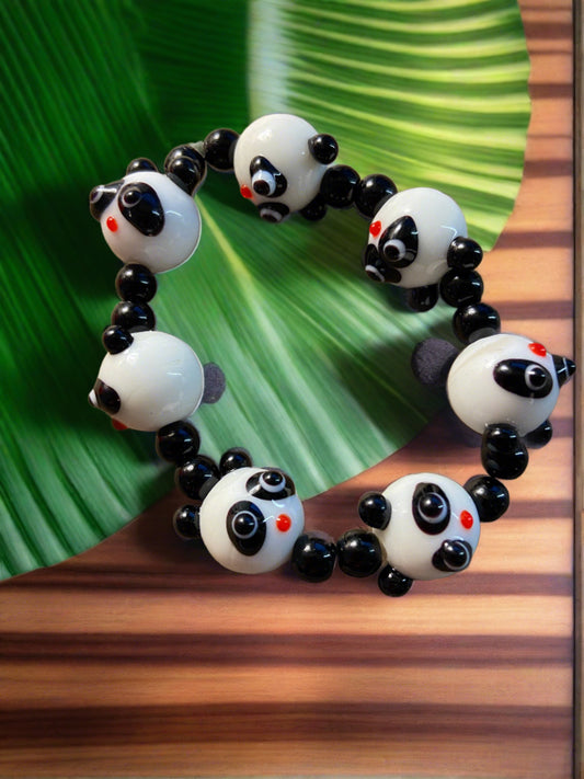 Glass Panda Beaded Elastic/Stretch BraceletPink tiful of LOVE