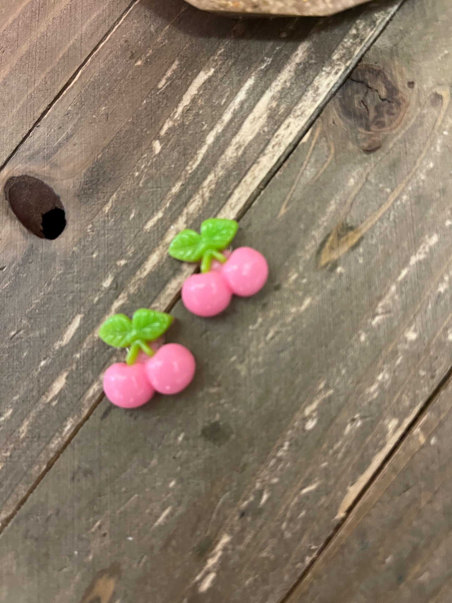 Cherry-Pink Stud Earrings