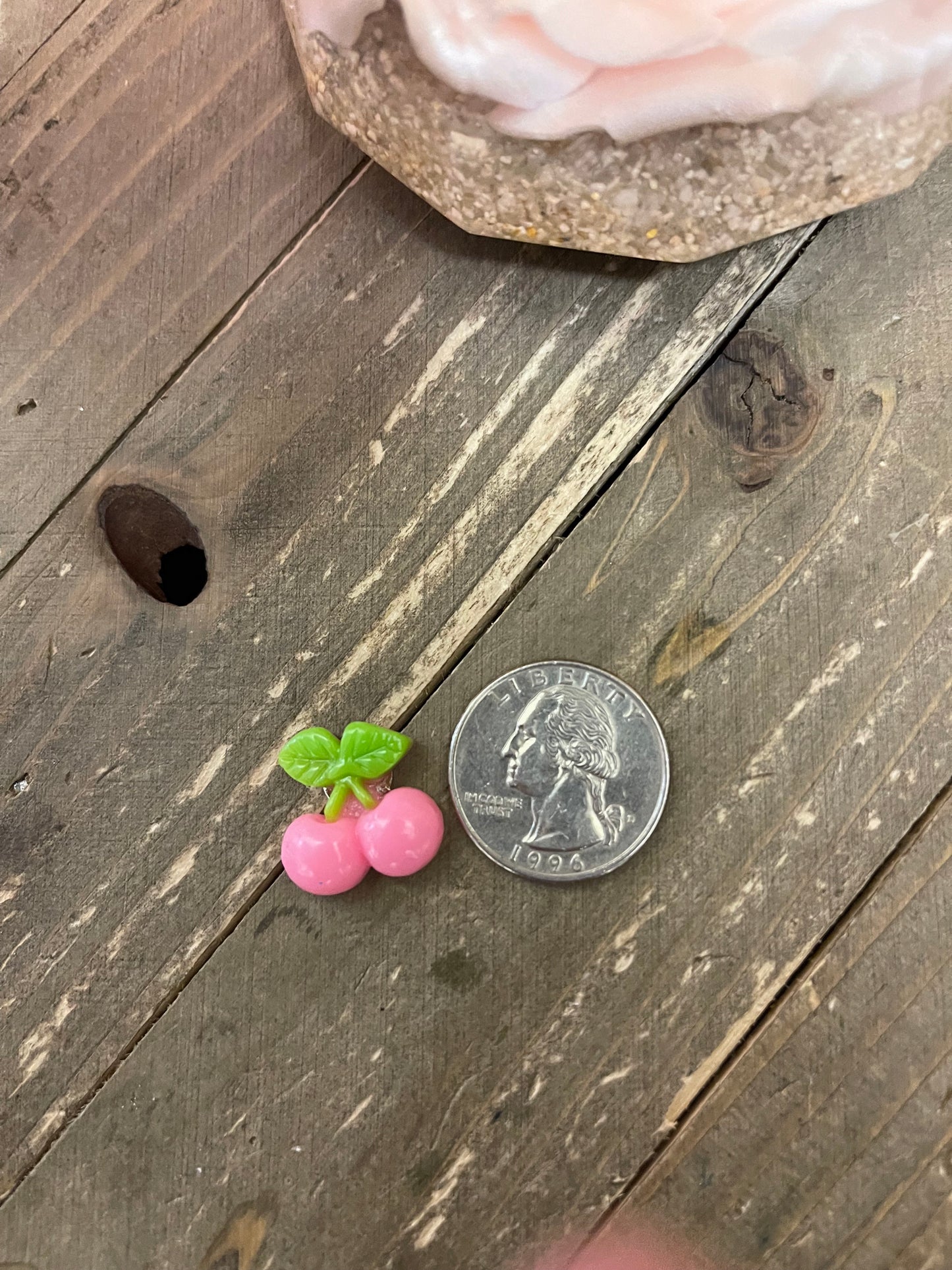 Cherry-Pink Stud Earrings