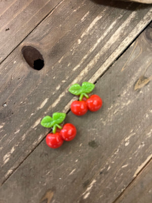 Cherry-Red Stud Earrings