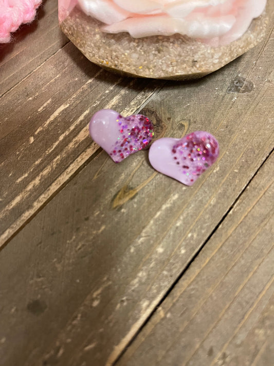 Sparkle Heart Stud Earrings (Purple color)Pink tiful of LOVE