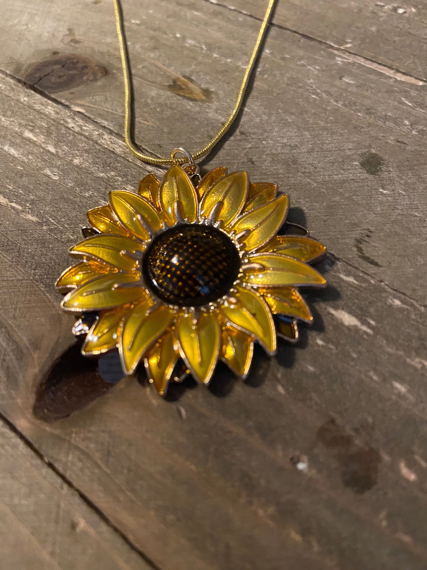 Sunflower Round Pendant on a Gold chain NecklacePink tiful of LOVE