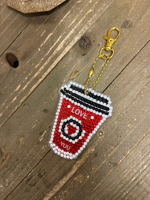 Happy Valentine's Acrylic & Gemstone Key Chain-1 (7 to choose from)