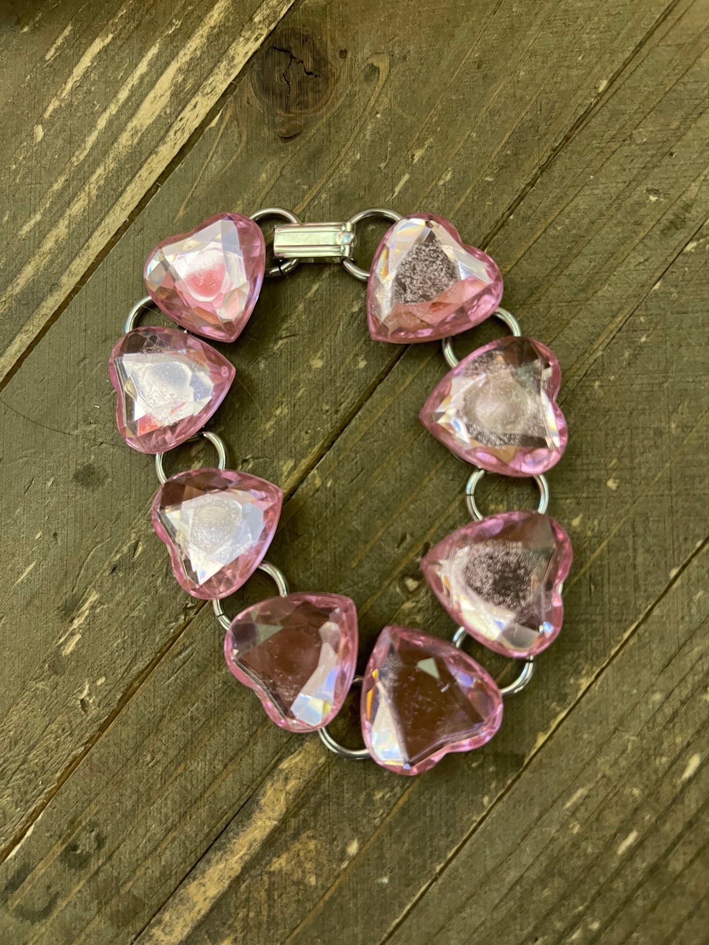Pink Hearts Gemstone Bracelet, Silver 8 linksPink tiful of LOVE