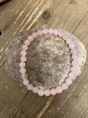 Madagascar Rose Quartz Beaded Elastic/Stretch Bracelet