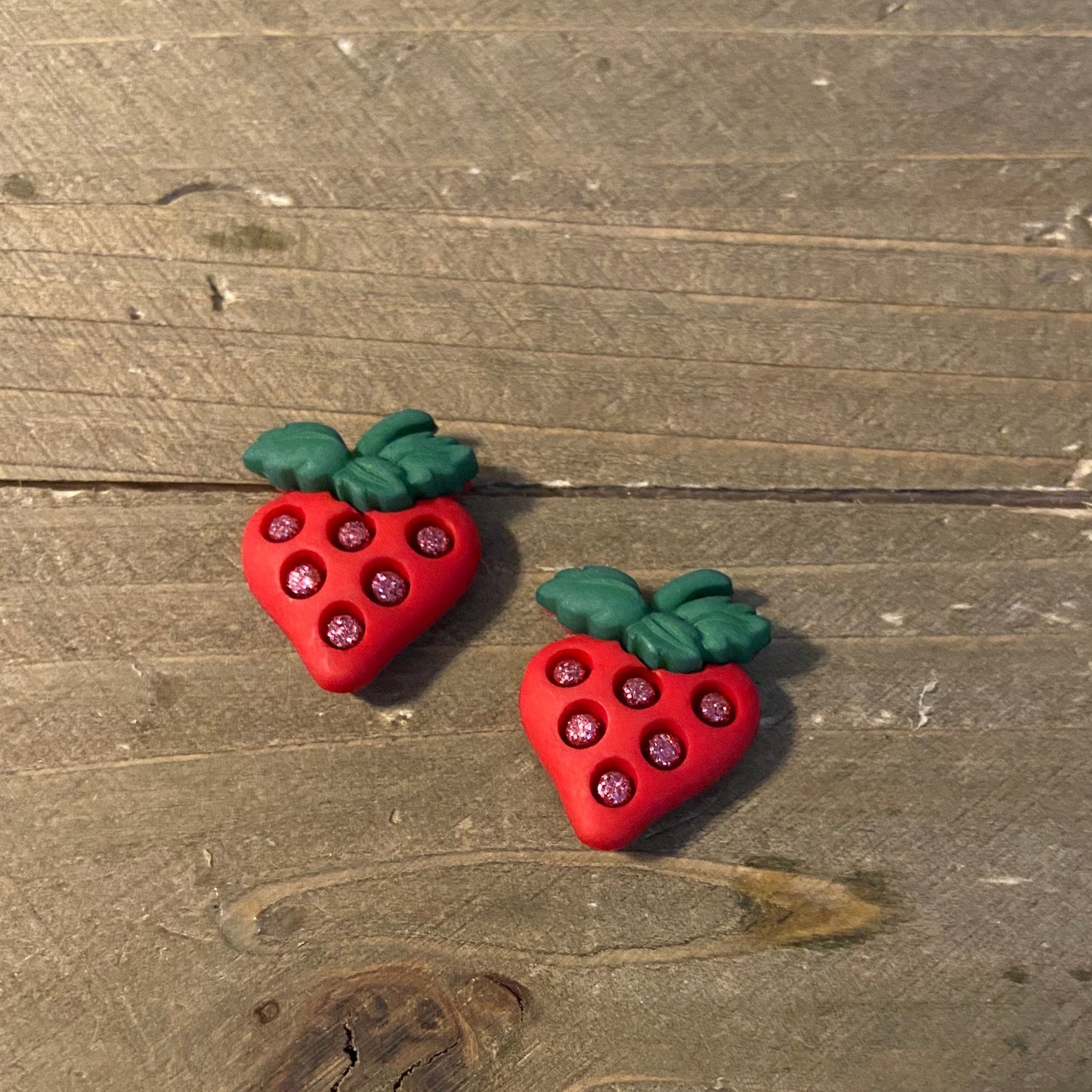Glitter Strawberries Post earrings