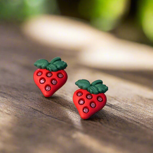 Glitter STRAWBERRIES Post earringsPink tiful of LOVE