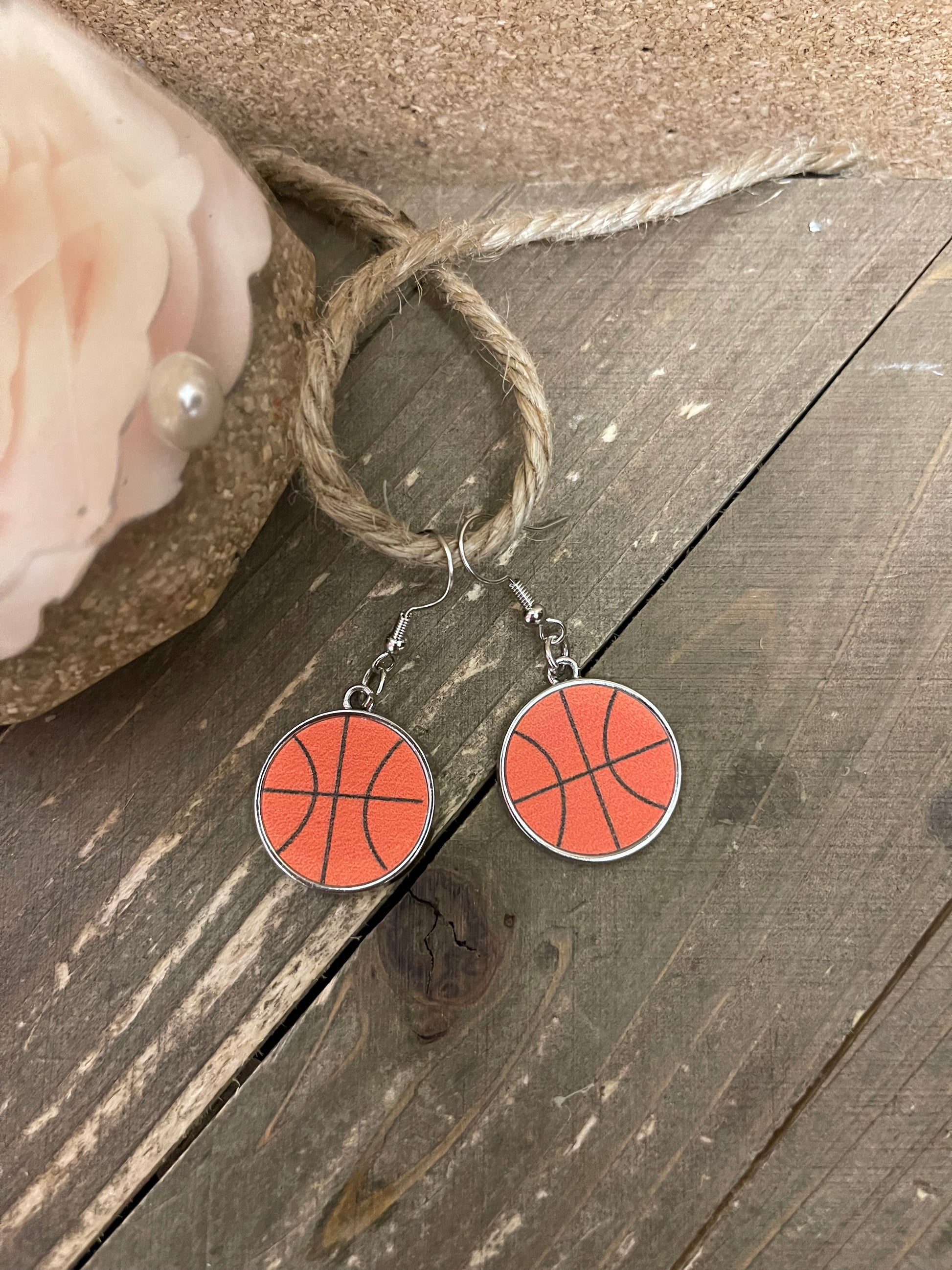 Basketball charm Wire EarringPink tiful of LOVE