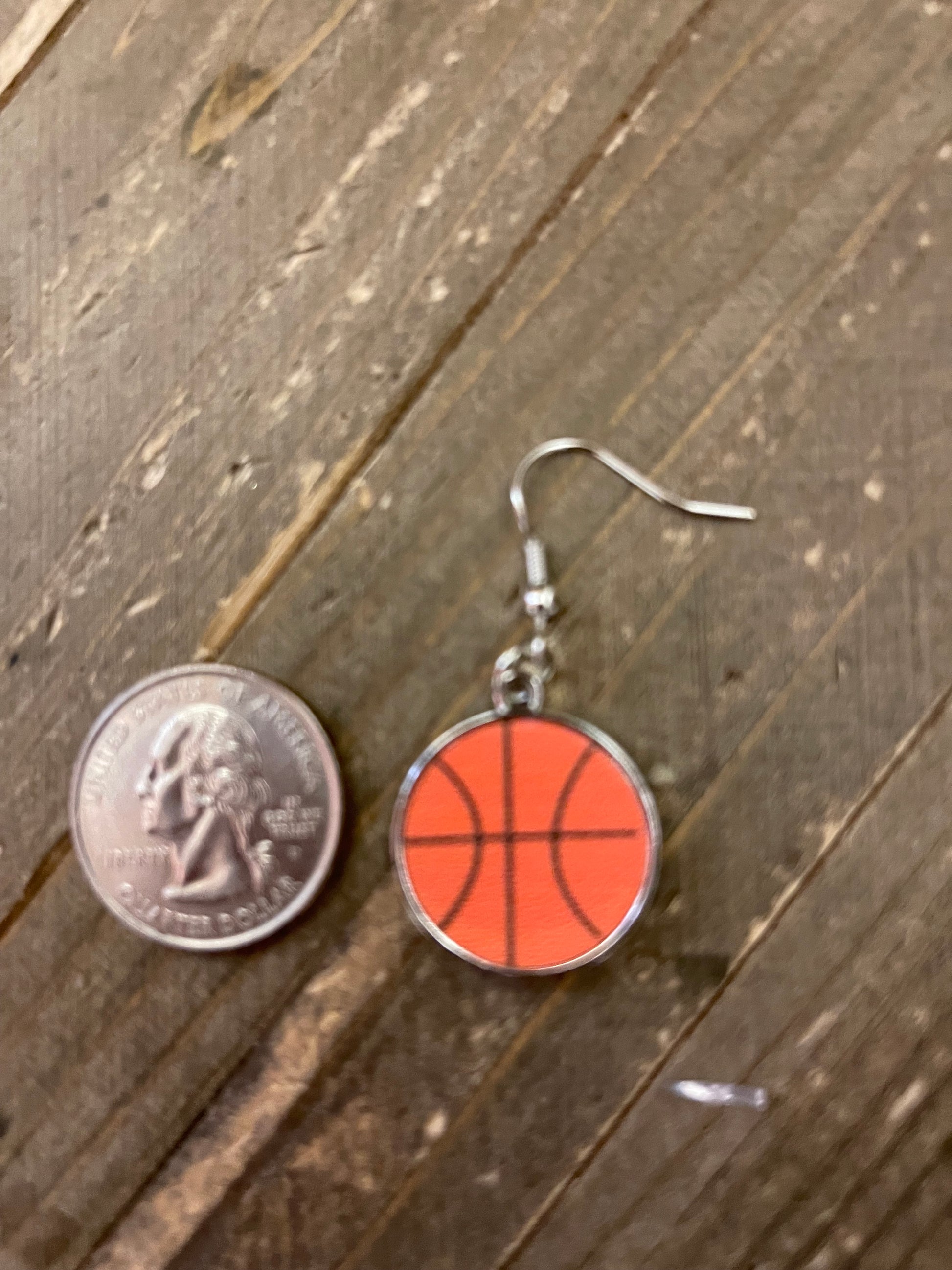 Basketball charm Wire EarringPink tiful of LOVE