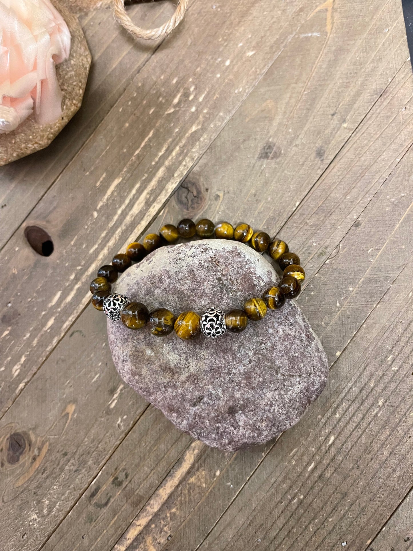 Tiger's Eye Beaded Elastic/Stretch Bracelet -2Pink tiful of LOVE