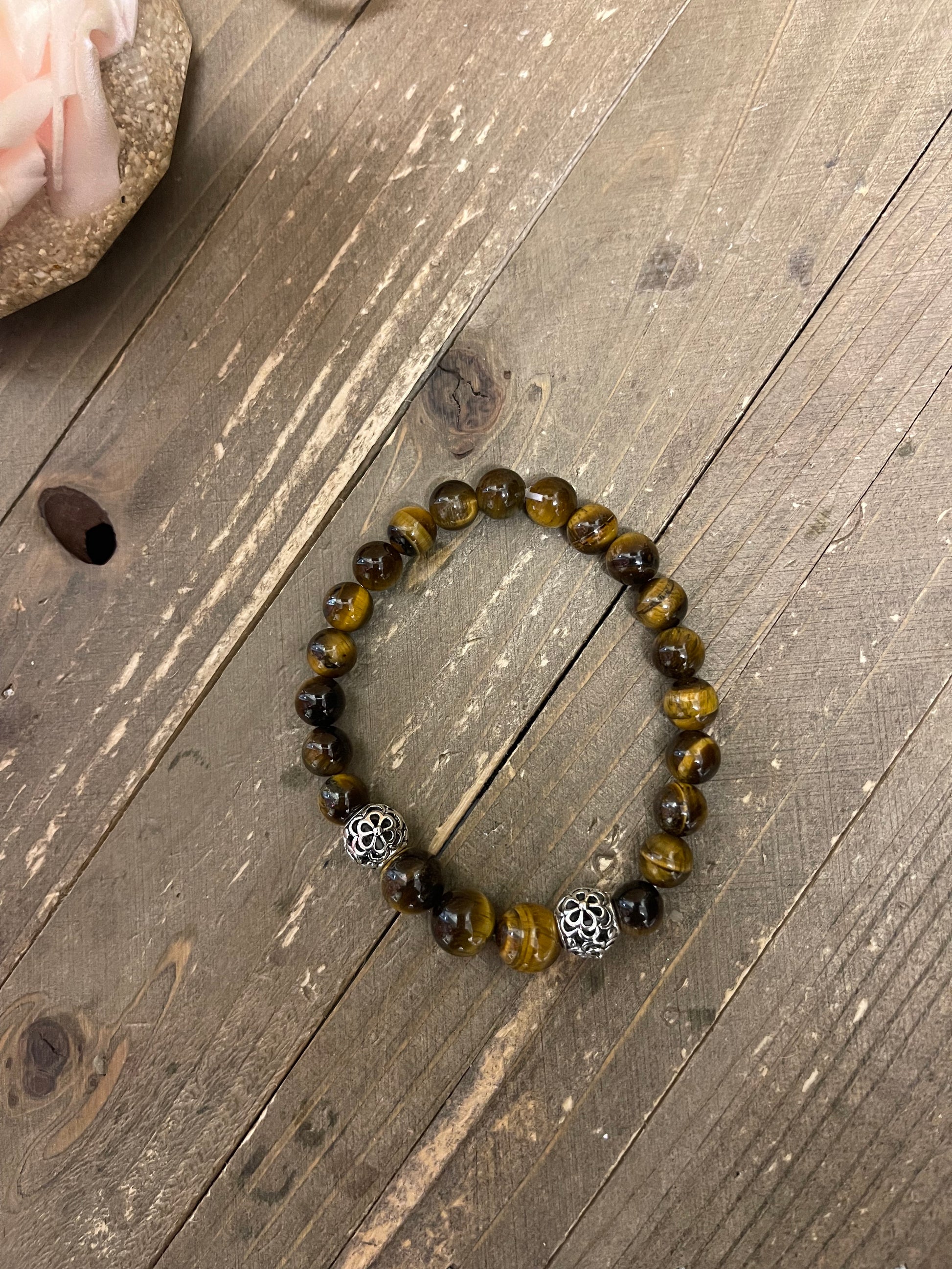 Tiger's Eye Beaded Elastic/Stretch Bracelet -2Pink tiful of LOVE