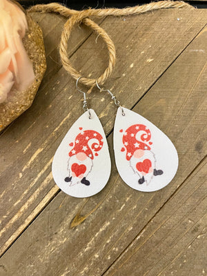 Valentine's Day-2 Faux Leather Teardrop wire earrings