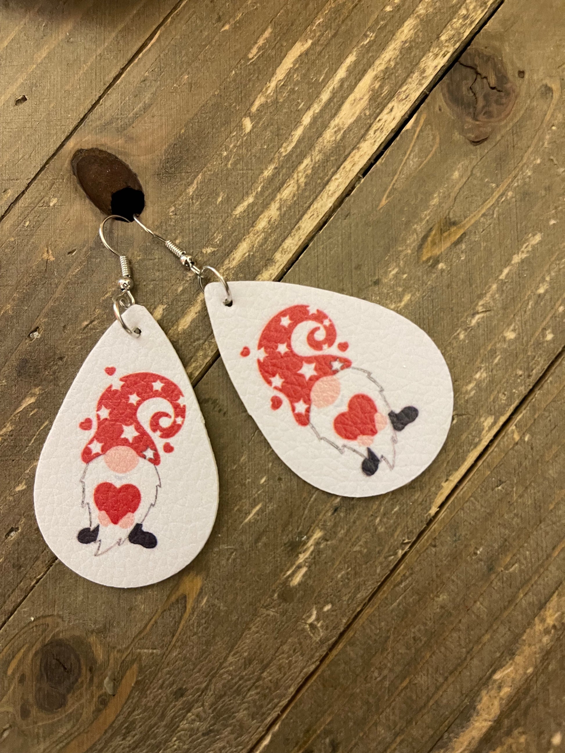 Valentine's Day-2 Faux Leather Teardrop wire earringsPink tiful of LOVE