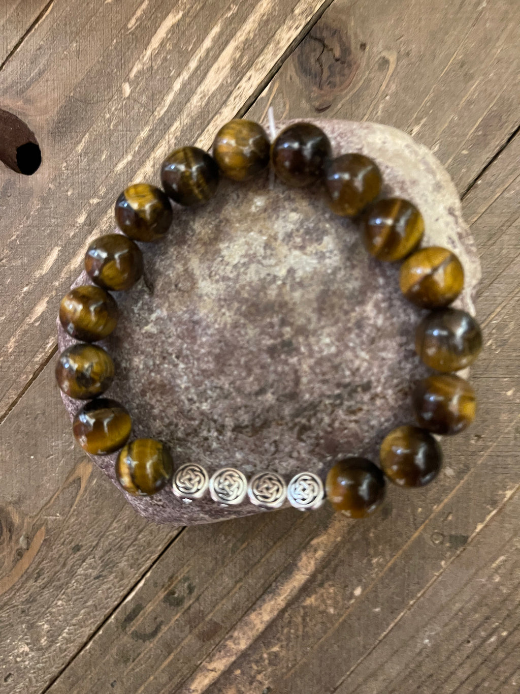 Tiger's Eye Beaded Elastic/Stretch Bracelet -5