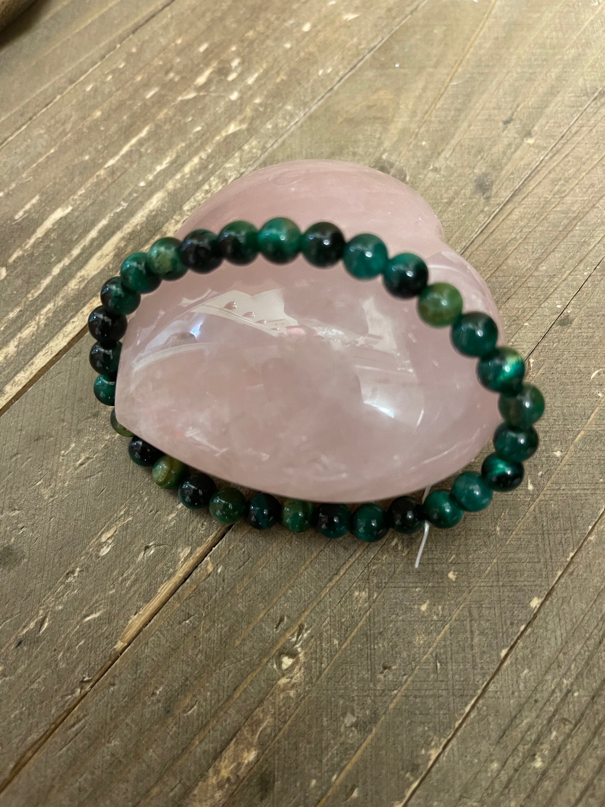 Green Dyed Tiger Eye Round Bead Elastic/Stretch BraceletPink tiful of LOVE