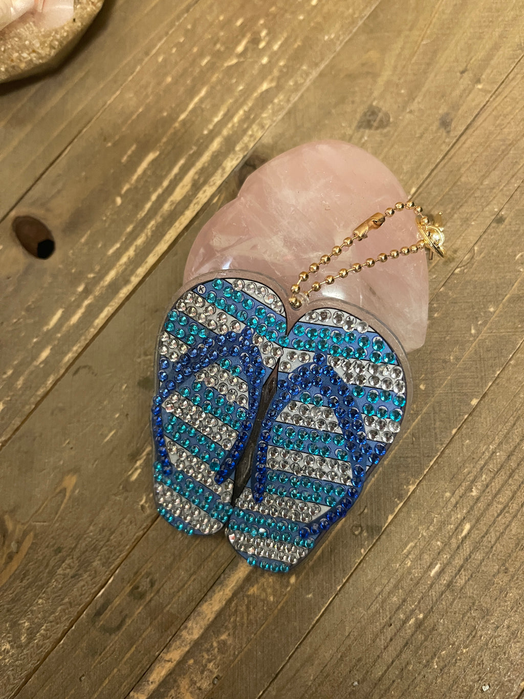 Flip Flop Acrylic & Gemstone Key Chain