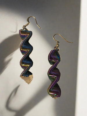 Iridescent Spiral Spring Wire Earrings