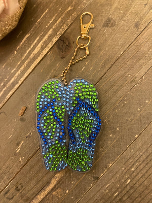 Flip Flop-4 Acrylic & Gemstone Key Chain