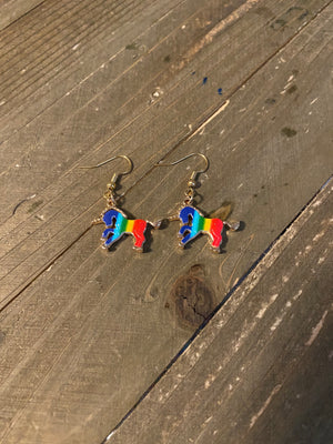 Rainbow Unicorn Charm Wire Earrings
