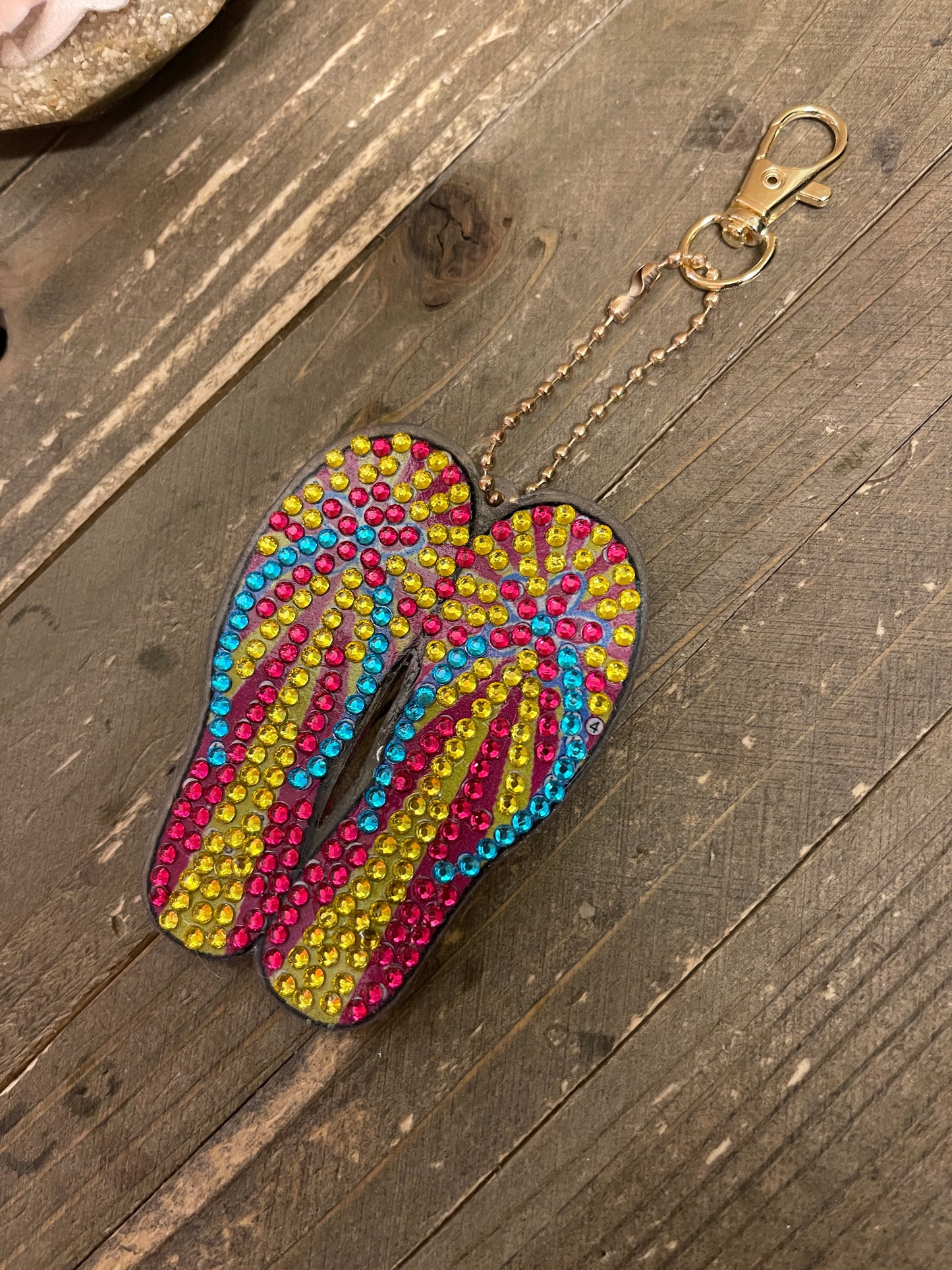 Flip Flop-5 Acrylic &amp; Gemstone Key ChainPink tiful of LOVE