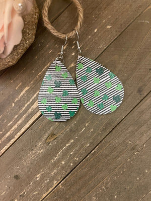 St Patrick's Day -7 Faux Leather teardrop earrings