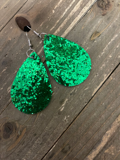 St Patrick's Day -9 Faux Leather teardrop earrings