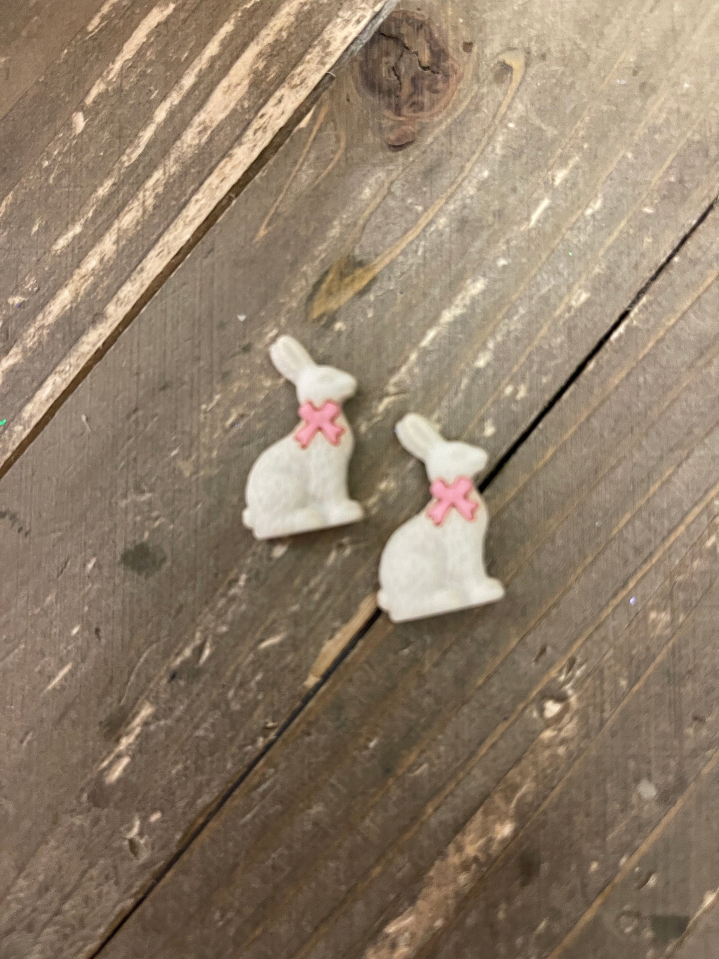 Ivory White Easter Bunny Post Earrings