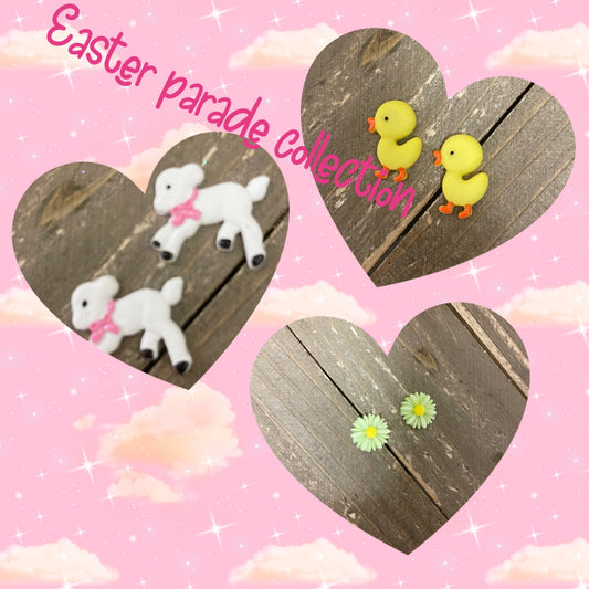 Easter Parade Collection Stud Earrings (lamb, duckling &amp; flower)Pink tiful of LOVE