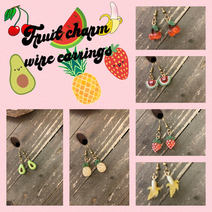 Fruit Charm Collection Wiret Earrings (6 fruit to choose from)
