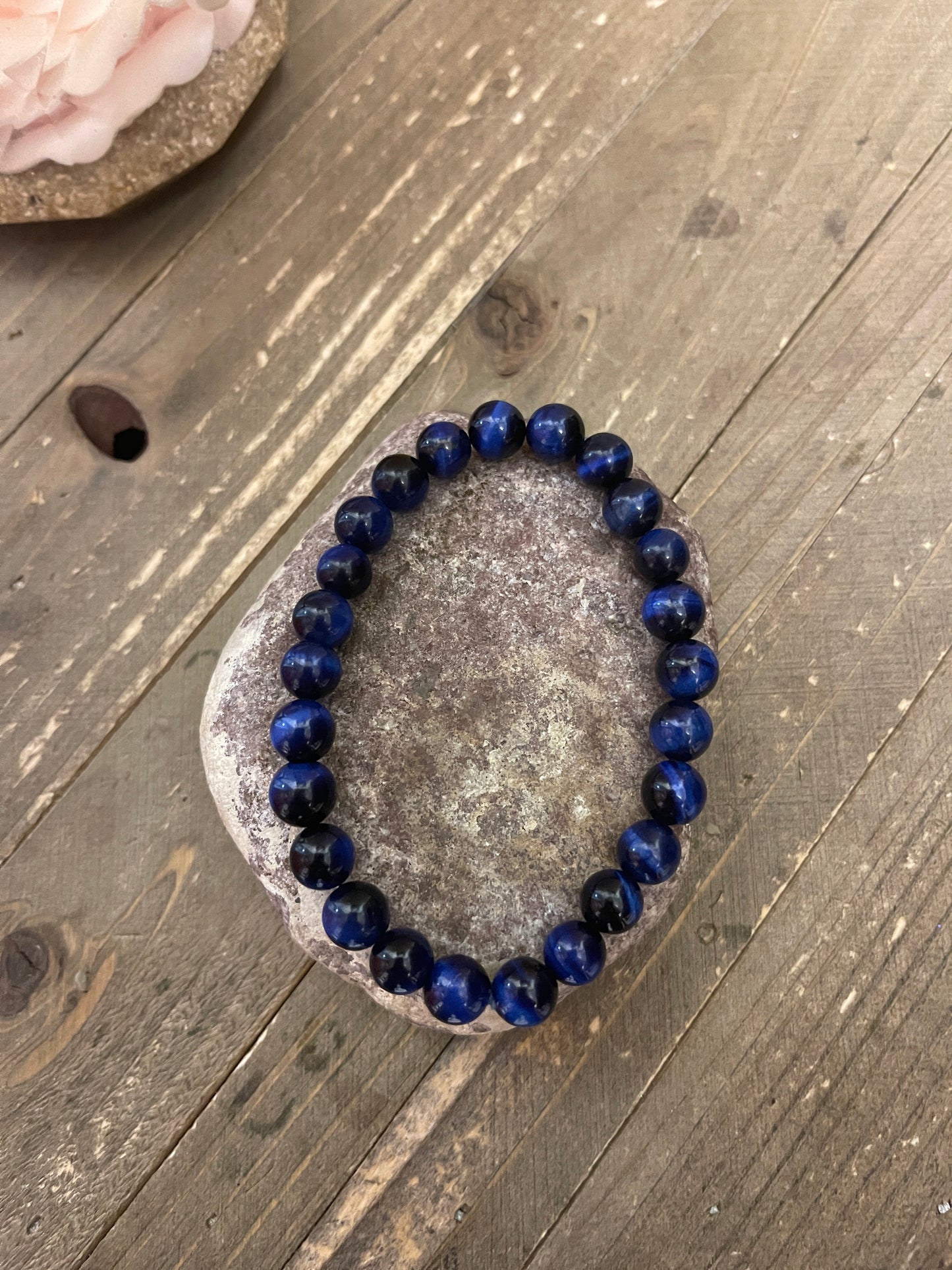 Blue Tiger Eye Lapis Lazuli Stone beaded Stretch bracelet