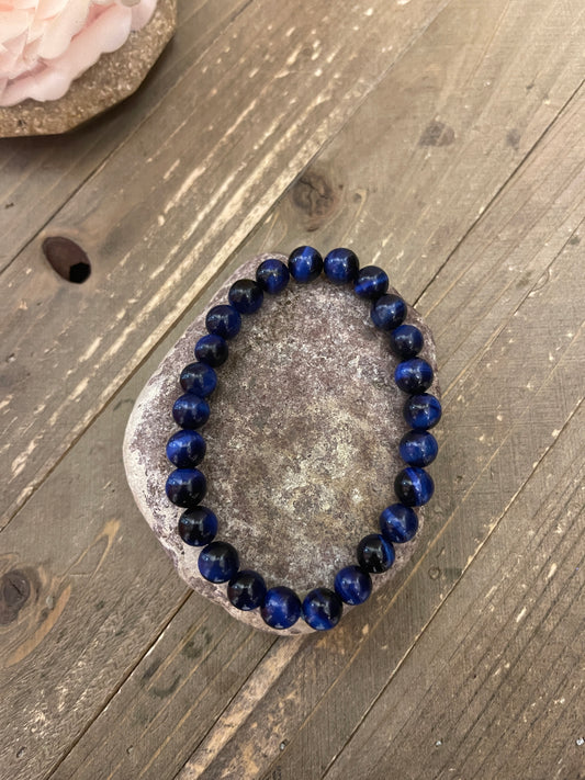 Blue Tiger Eye Lapis Lazuli Stone beaded Stretch braceletPink tiful of LOVE